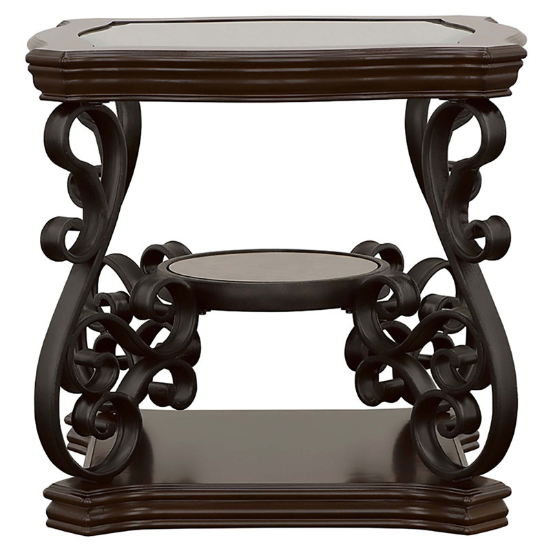 Table de bout à 2 tablettes avec plateau en verre