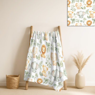 Jeté pour bébé Baby Jungle II - imprimé animal gris, jeté en peluche Boho