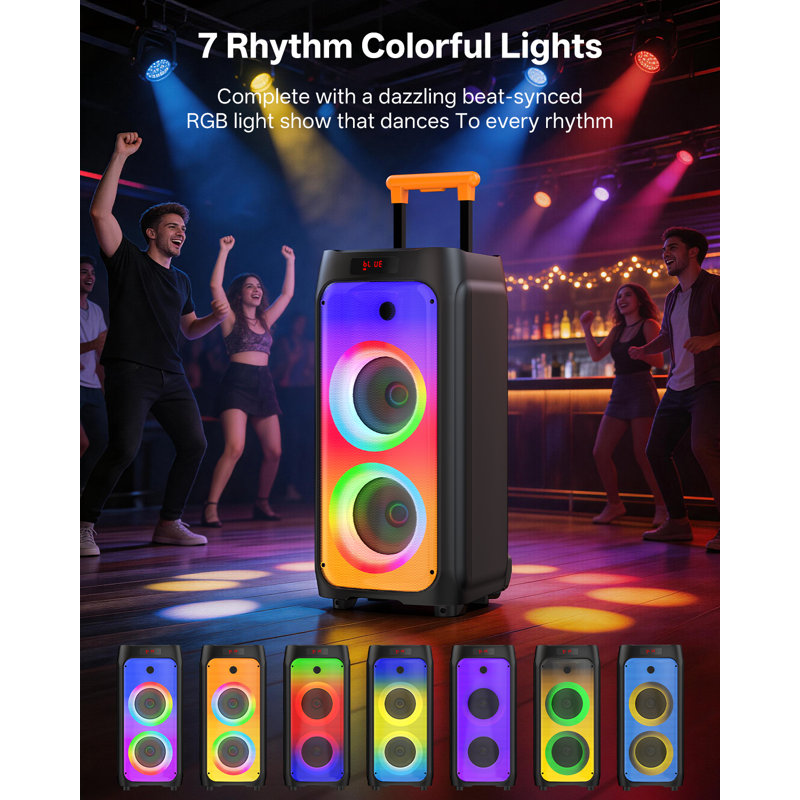 Karaoke Machine for Adults, Big Party Speaker with  Peak Power, Wireless PA System with Dual 8" Subwoofers, Disco Lights & 2 Microphones for Home Party Outdoor, Support USB/AUX/REC/TWS