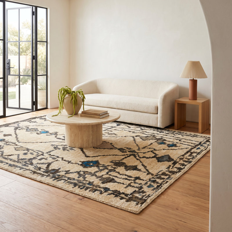 Semele Southwestern Hand-Knotted Jute/Sisal Brown Area Rug, Rectangle 8' x 10'
