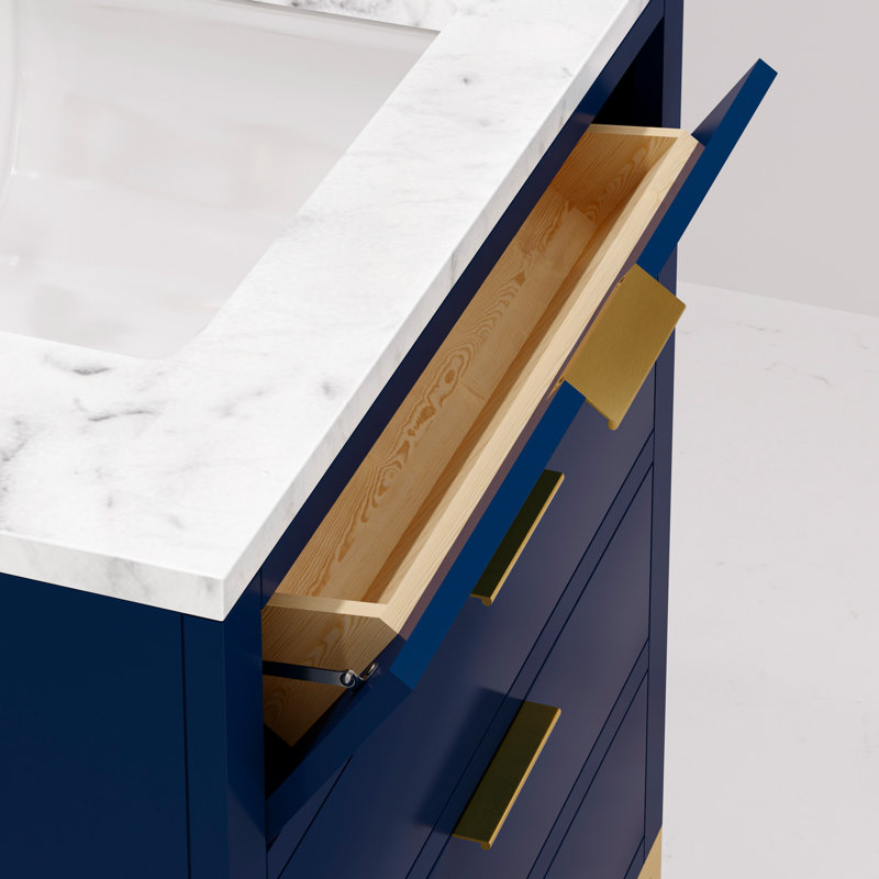 Ensemble de meuble-lavabo simple Gervais, Bleu monarque, Non, 30"