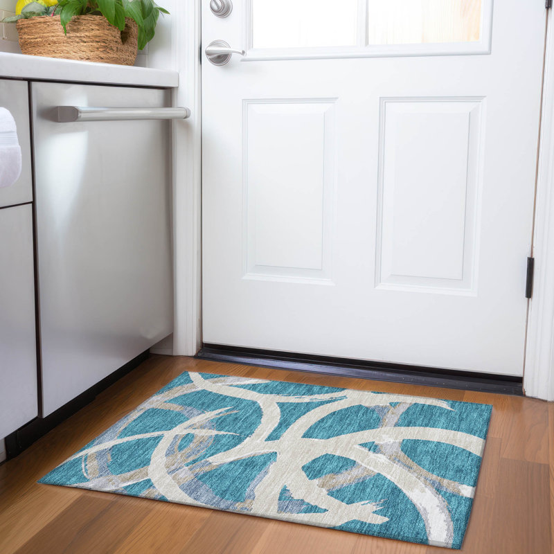 Premium Machine Washable Mayfield AMF1022 Circles Rug, Rectangle 1'8" x 2'6"