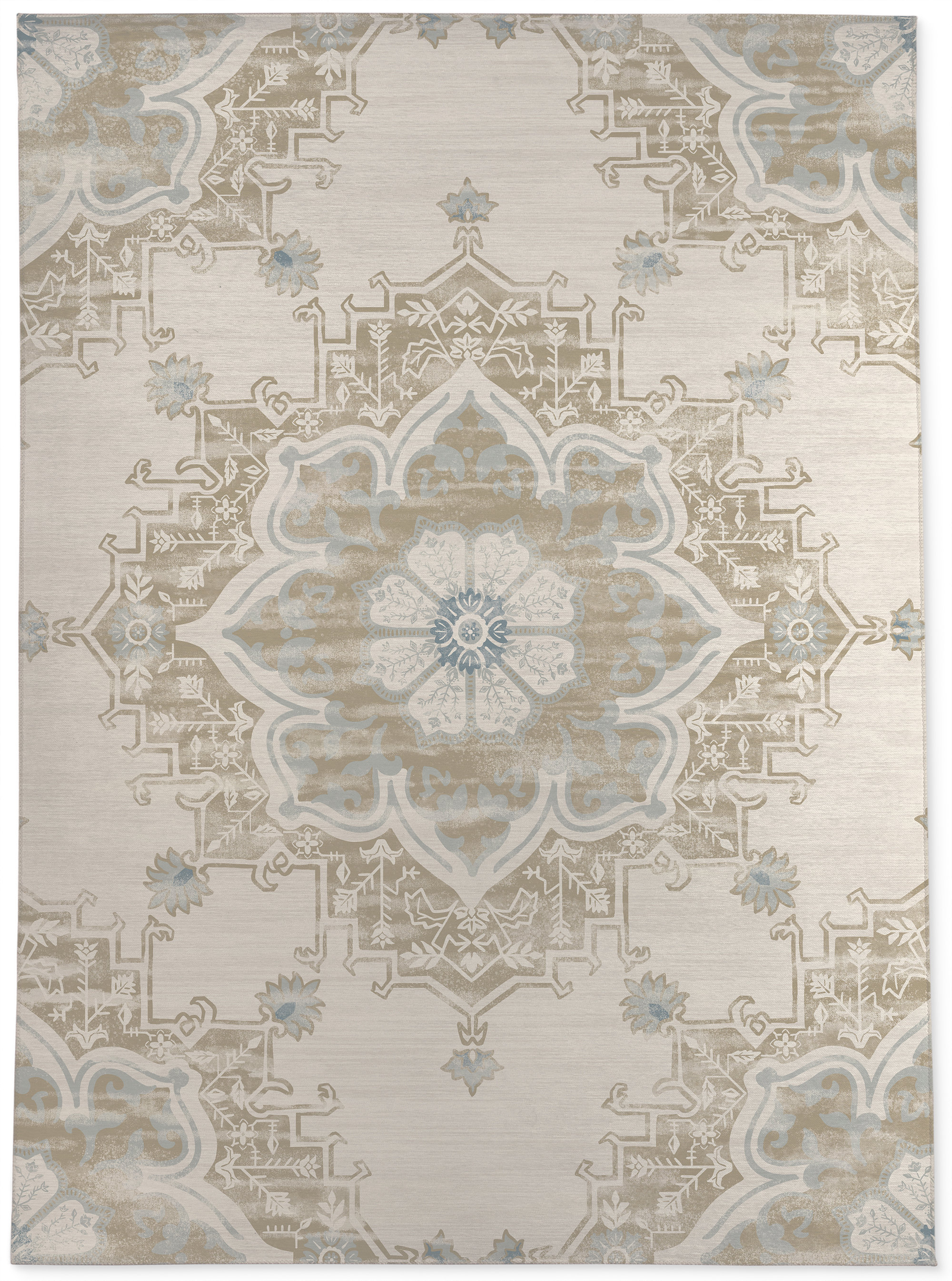 Bungalow Rose Machine Woven Tan/Blue Indoor/Outdoor Rug Wayfair