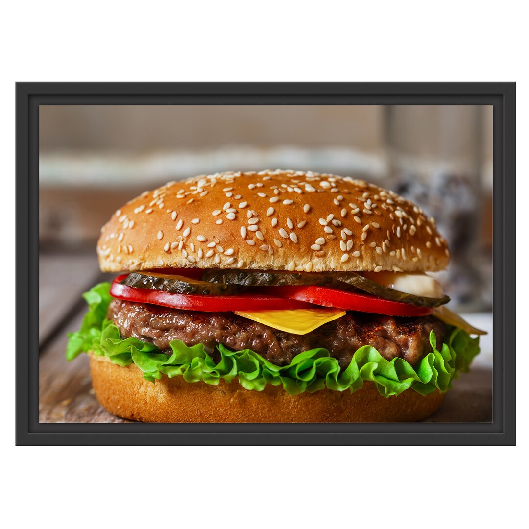 Gerahmtes Wandbild Burger mit Tomaten