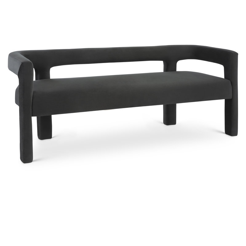 Banc avec revêtement, Velours noir