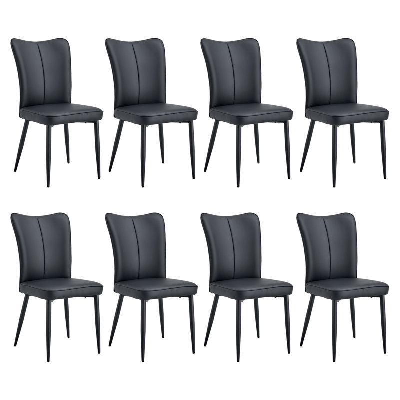 Frisbie Tufted Upholstered Wing Back Parsons Chair for Kitchen and Banquet Hall, Black, Black