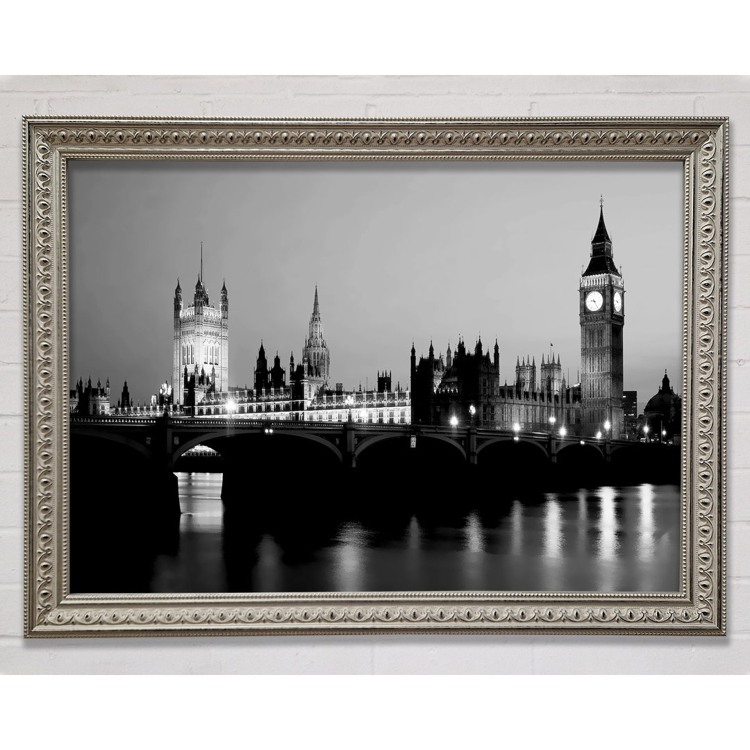 London Houses Of Parliament mit Big Ben B N W - Druck