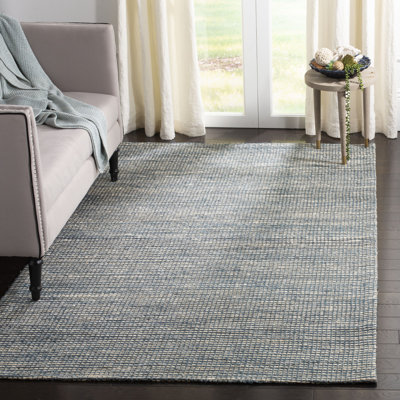 Tapis bleu / ivoire tissé à plat à la main Zaragoza