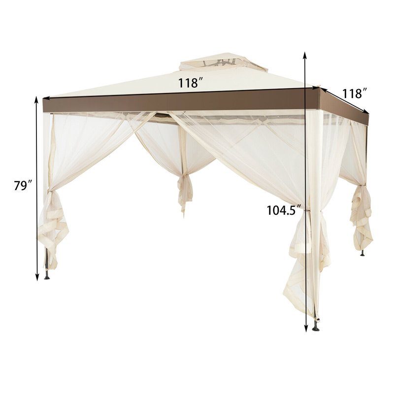 Abri de jardin pour jardin L 10 pi. D Pavillon de jardin en acier, Beige