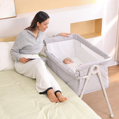 Baby Bassinet Bedside Sleeper with Breathable Mesh & Mosquito Net, Adjustable Height Portable Crib