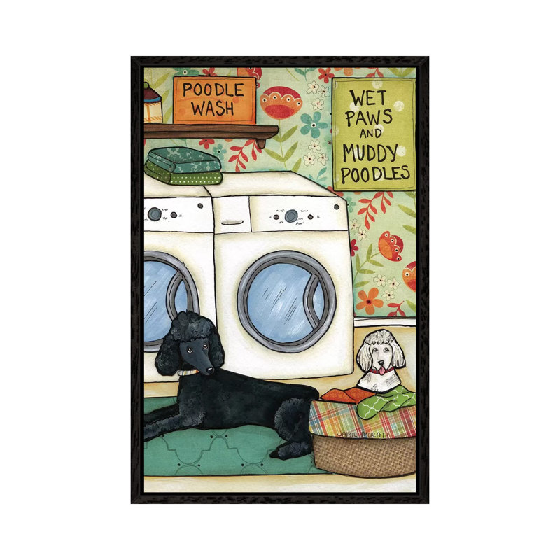 Poodle Wash by Jamie Morath - Print on Canvas, 66.04 cm H x 45.72 cm W, Black Framed