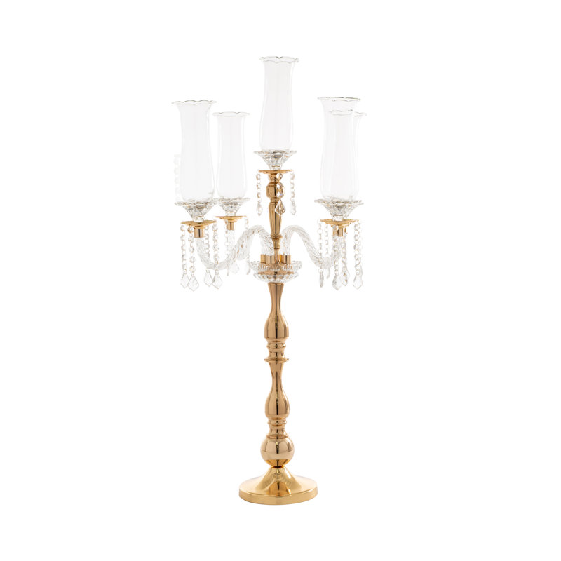 39.25'' H Glass Floor Candelabra, Gold