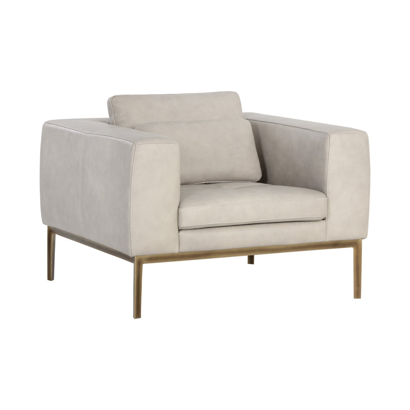 Lounge Chair, Beige Genuine Leather