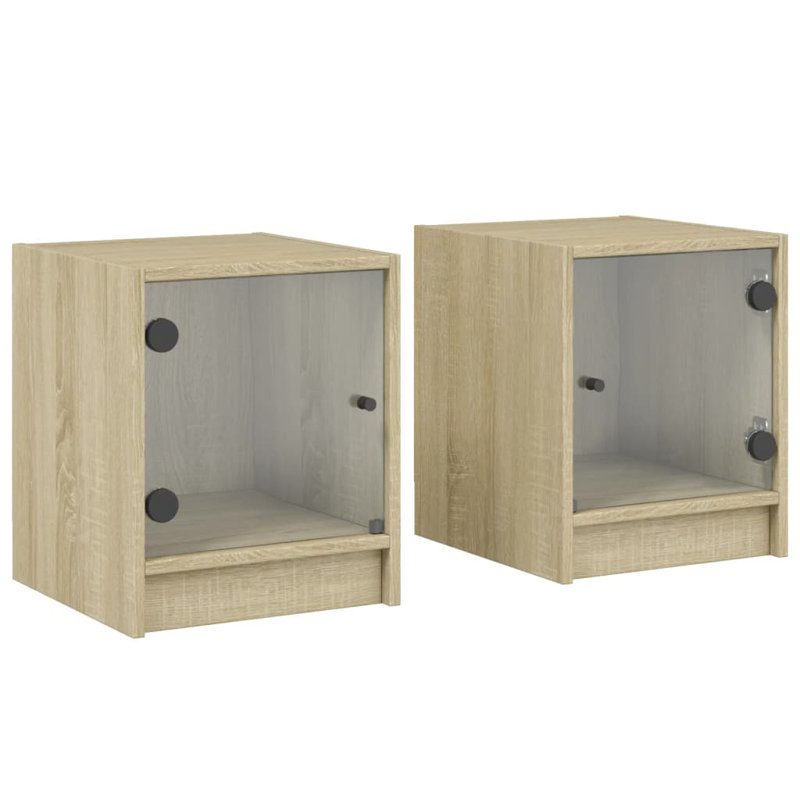 Massiyah 35cm W Manufactured Wood Bedside Table, Sonoma Oak, Set of 2