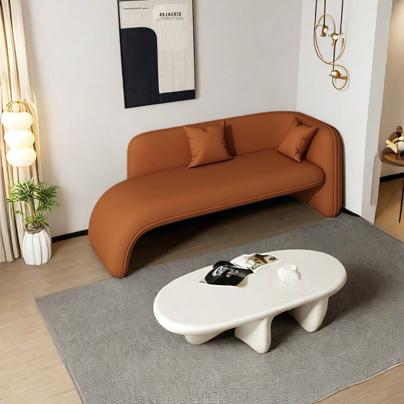 Chaise longue rembourrée Minimalist, Accoudoir à droite (vu de face), Orange