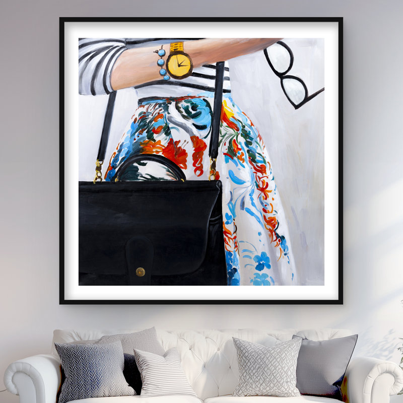 «Fashionable Woman with Glasses - Orange encadré»