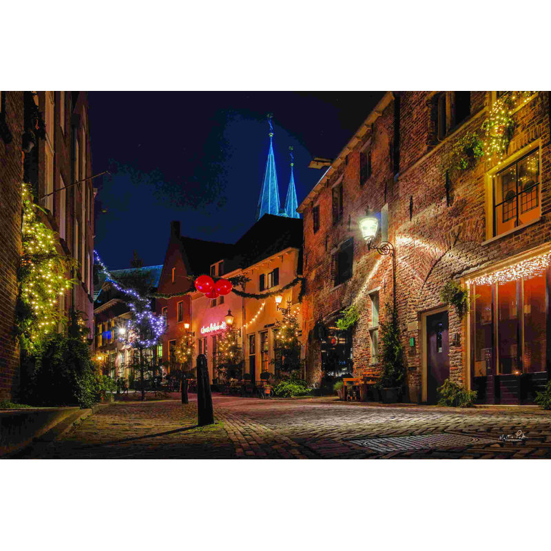 Winter Nighttime Street 2, H 8 po x l 12 po, Non, Toile tendue