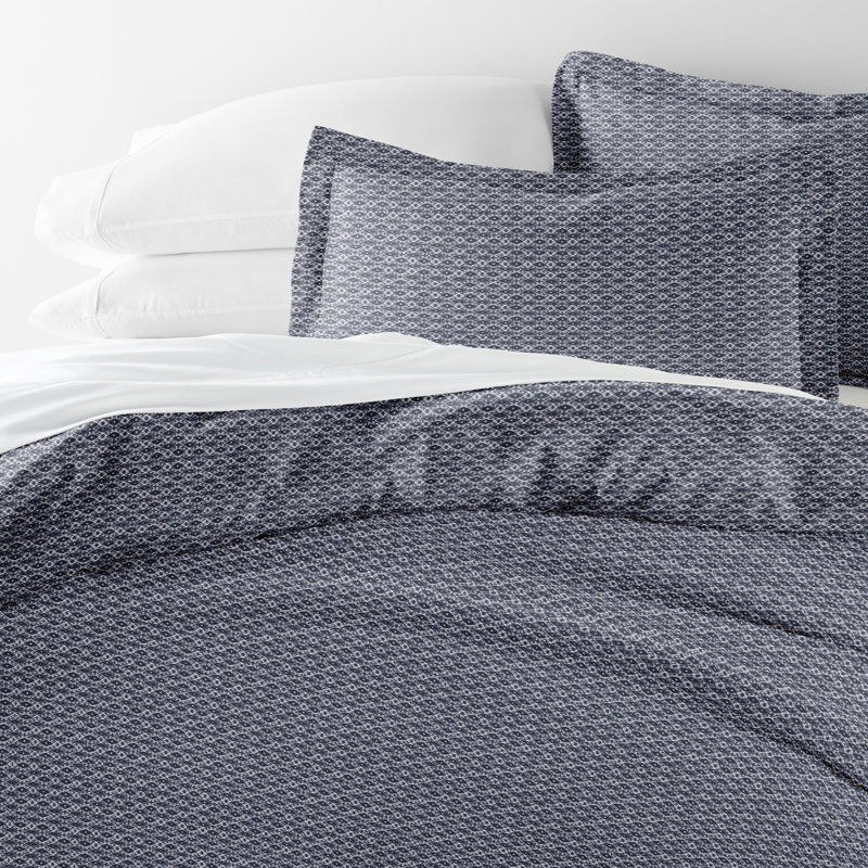 Duvet Cover Set Home Diamond Pattern, Full/ Queen Duvet + 2 Shams, Navy