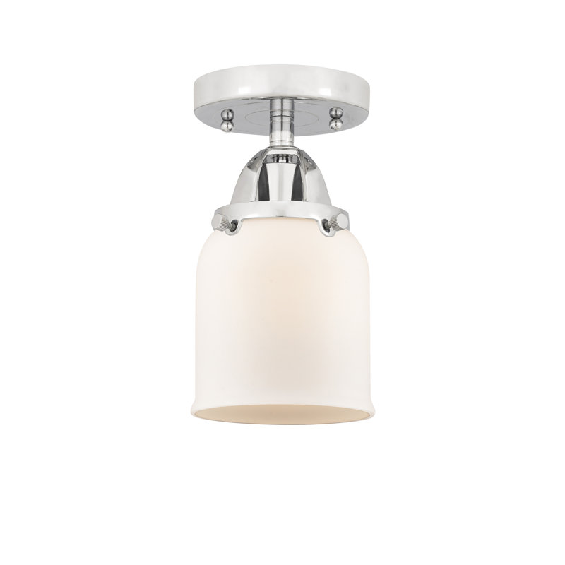 Plafonnier semi-encastré en verre à DEL, Blanc mat, H 9,25 po x l 5 po x P 5 po, Chrome poli