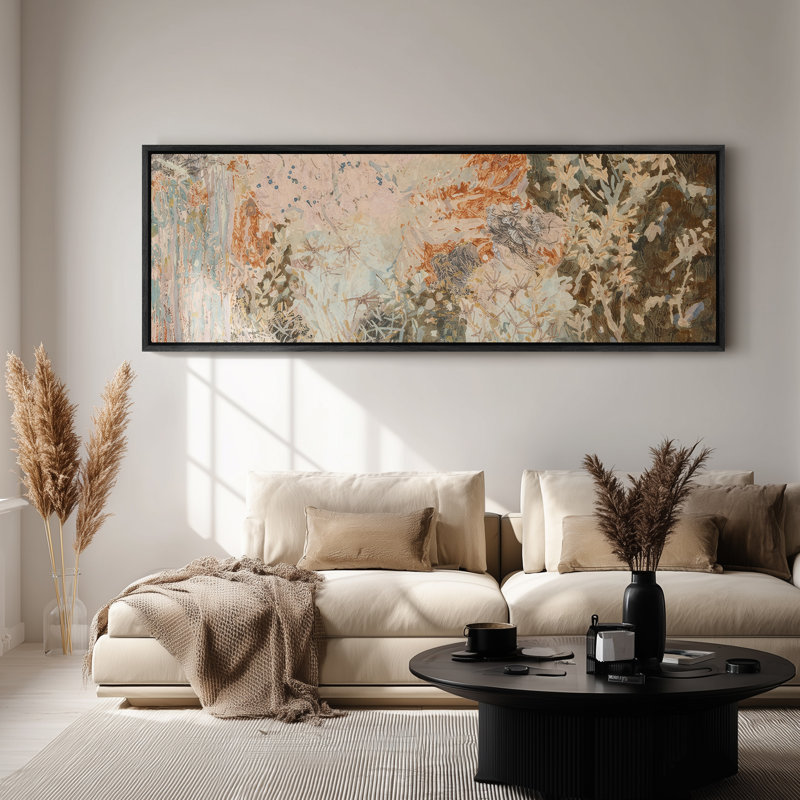 Framed Canvas Wall Art - Expressive Abstract Botanical Forms with Earthy and Pastel Accents - 16"x24", 24"x36", 20" H x 60" W