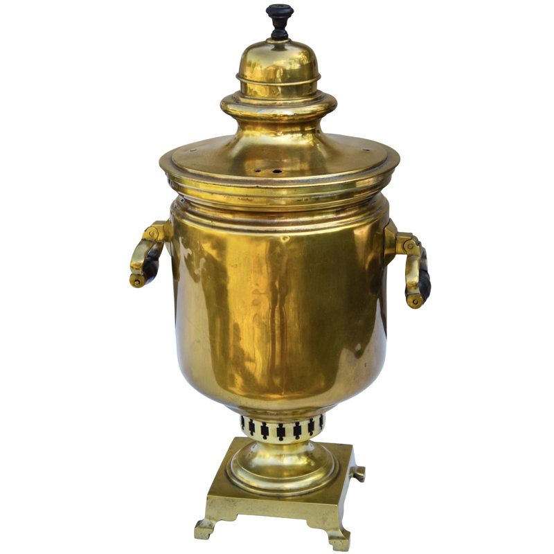 Samovar en laiton de l'Europe de l'Est du début du 20e siècle fait à la main et daté avec estampes