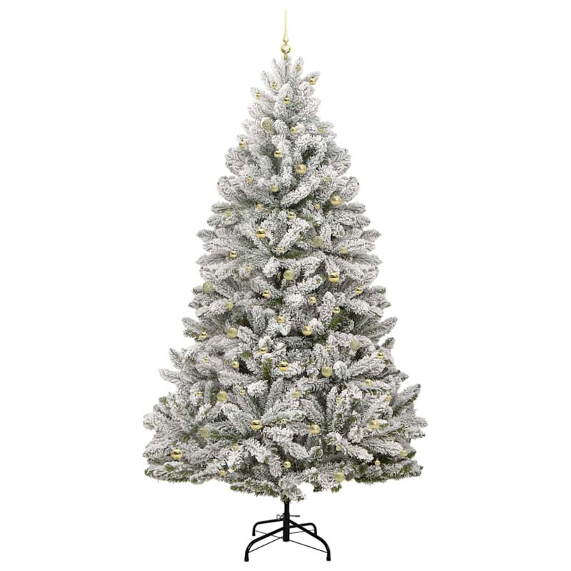 Artificial Christmas Tree Green and White PVC and Metal, 9.84 ft