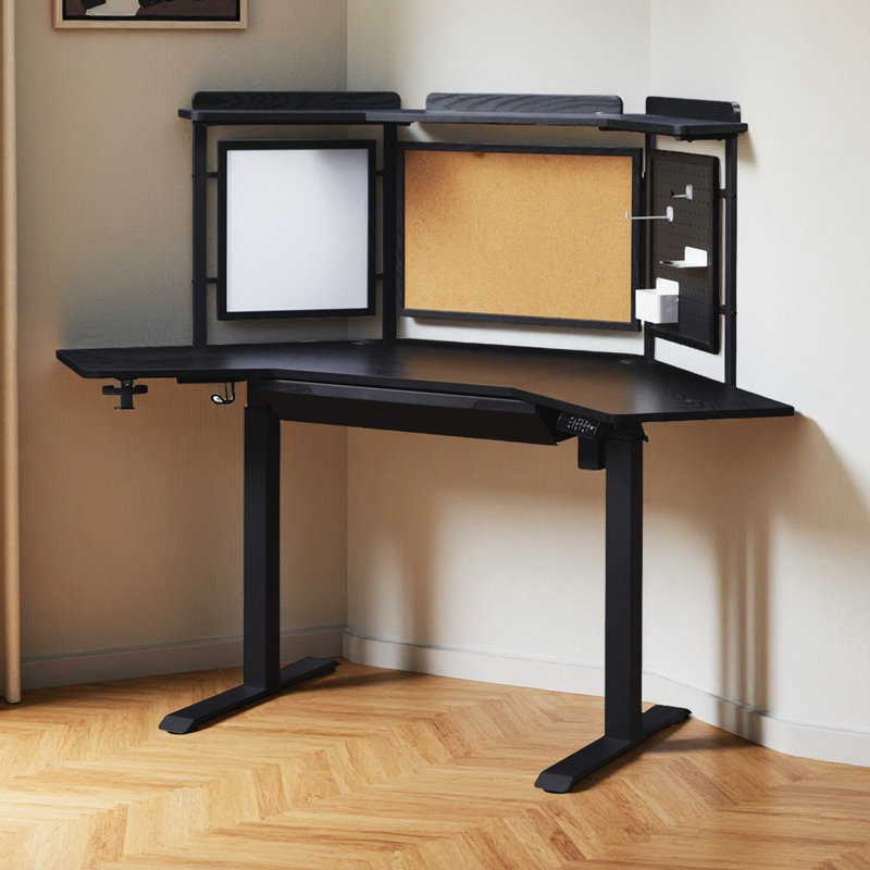 Nirmal Adjustable Height Iron Standing Desk, Black