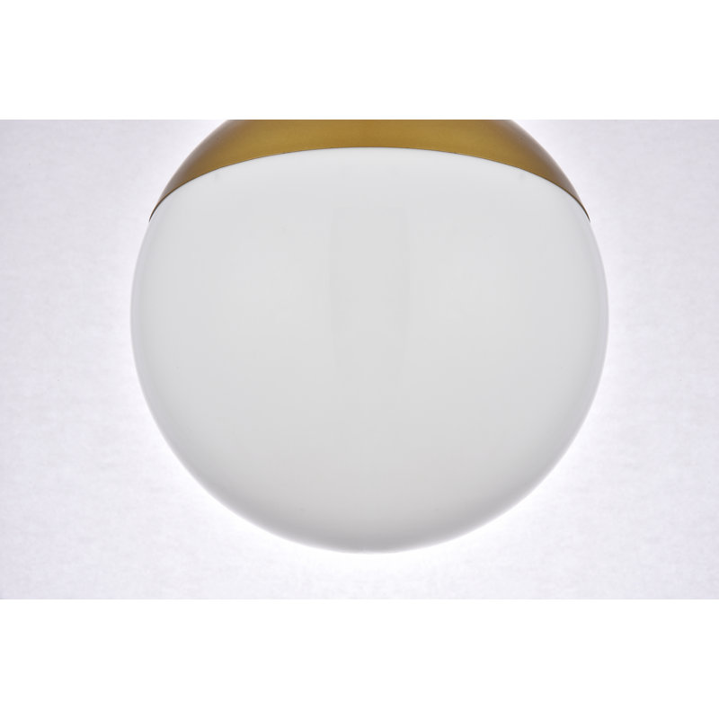 Yearby Glass Semi Flush Mount, 10" H x 8" W x 8" D, Brass, White
