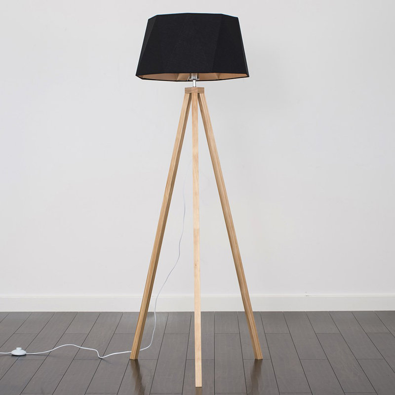 Mejias 150cm Tripod Floor Lamp, Black, Yes, Brown