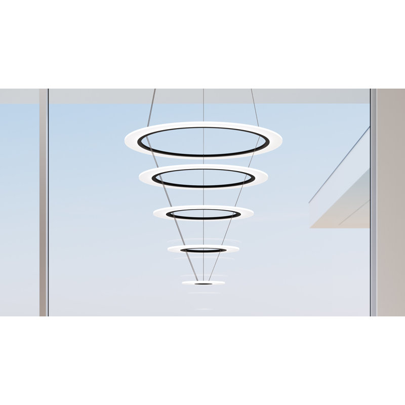 Luminaire suspendu anneaux arctiques à DEL avec cordon 120 po, Noir satiné