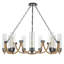 Lustre en métal bronze foncé à 9 lumières Argyle avec abat-jour en verre et détails corde-57492029