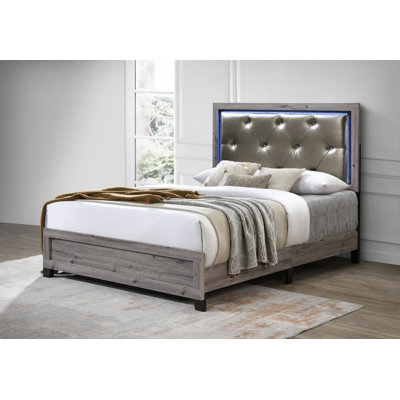 White Wash Led Queen Bed