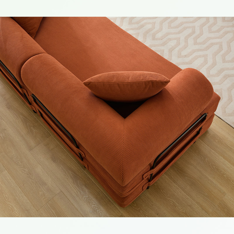 Canapé-lit pliant convertible avec coussin moelleux, Orange
