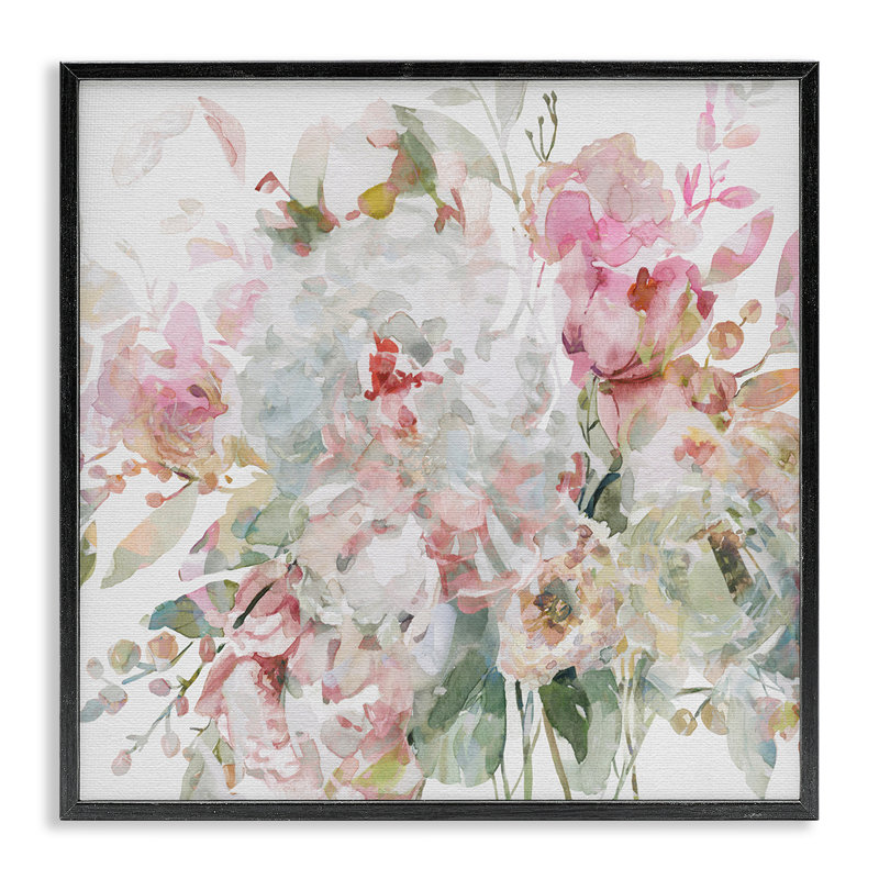Giclée encadrée romantique, fleurs de pastel, design par Carol Robinson, Giclée noire de minuit encadrée, H 24 po x l 24 po