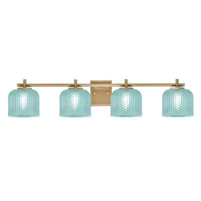 Mariko 4 Light Bath Bar Shown With 6" Turquoise Textured Glass