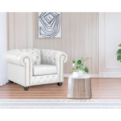  Toddington 48" Wide Tufted Genuine Leather Armchair