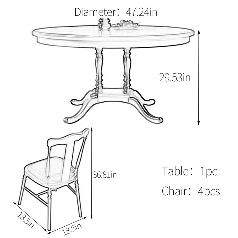 Ensemble de table de salle à manger unique en bois d'hévéa, Taupe, H 29,53 po x L 47,24 po x l 47,24 po