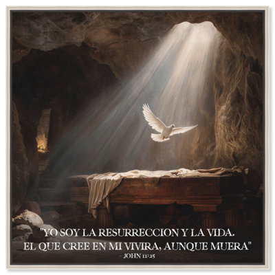  Dove of Resurrection Christian Religious Wall Art Framed Canvas, Silver Frame, 20 x 20