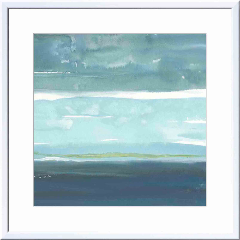 Teal Horizon II by Rob Delamater, 16.09" H x 16.09" W x 1.1" D, Antiqued Gold