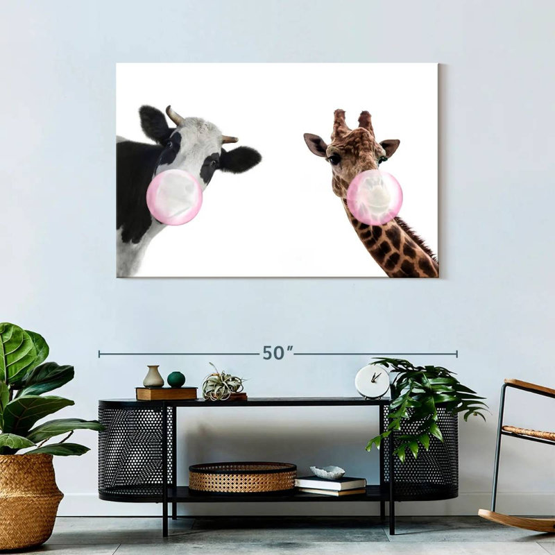 «Bubble Gum», animaux rigolos sur toile, H 45 po x l 30 po x P 1,25 po