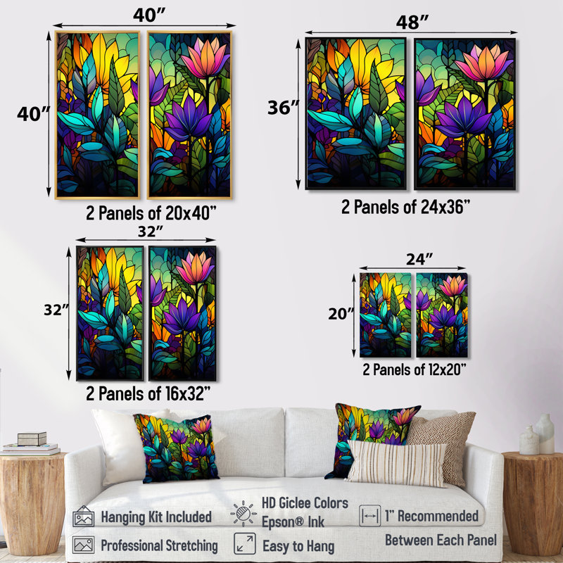 Art mural sur toile surdimensionné, jungle colorée, Impression encadrée flottante, Noir, H 36 po x l 48 po