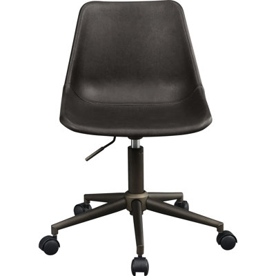 Fauteuil de bureau réglable en similicuir brun rembourré pour la maison, rembourrage doux, siège incurvé moderne et roues coulissantes sans effort