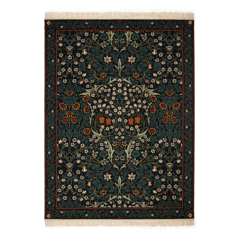 Blackthorn Machine Woven Wool Area Rug in Petrol/Orange/Black/Rust