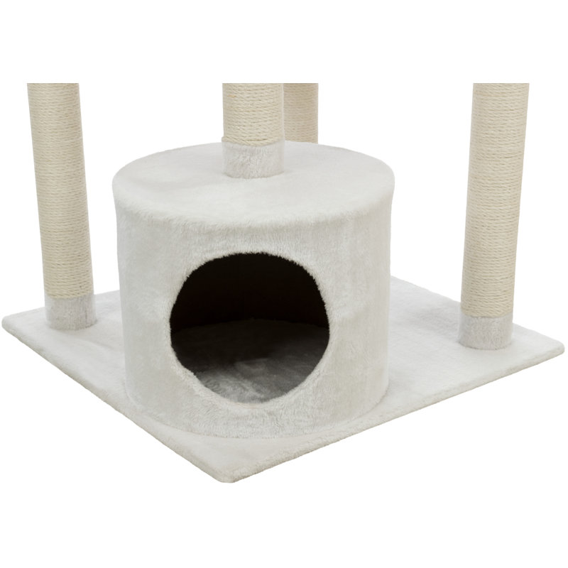 59" Cream Sisal and Wood Freestanding Cat Tree