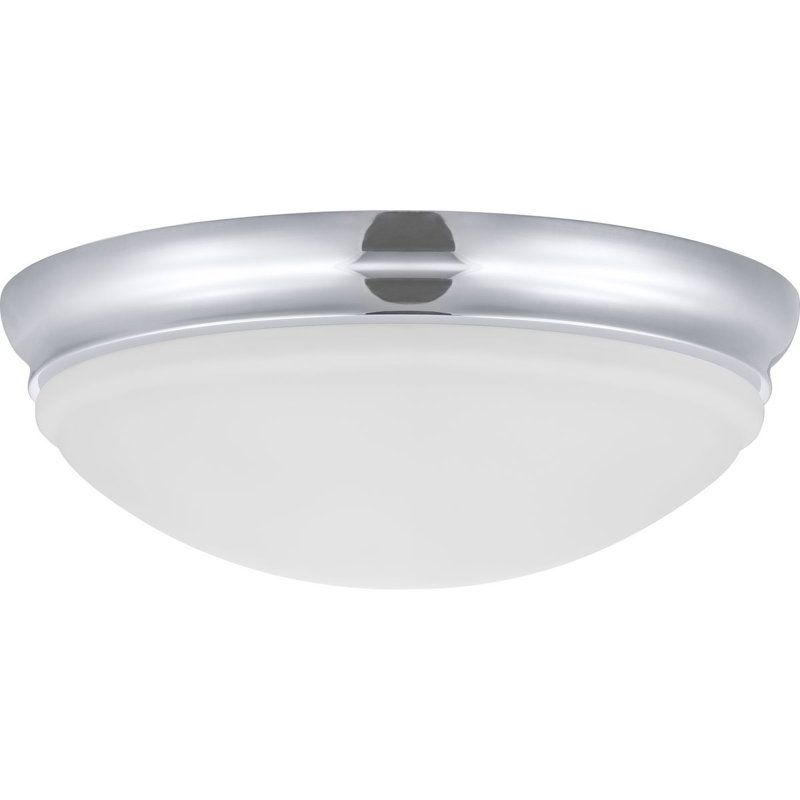 Mccully Glass LED Flush Mount, Polished Chrome, 5.25" H x 15.25" W x 15.25" D
