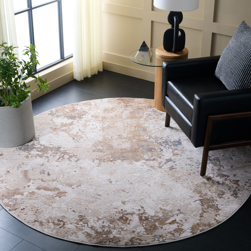 Ellwood Modern 204 Performance Abstract Rug, Round 6'5"