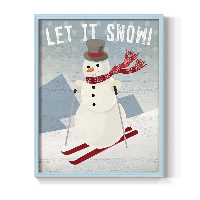 Let It Snow, reproduction encadrée - bois massif, Bleu, H 15 po x l 12 po
