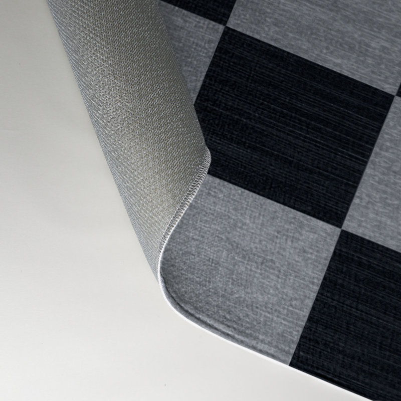 Tapis d'intérieur et d'extérieur à carreaux gris, Rectangulaire 3 pi x 5 pi