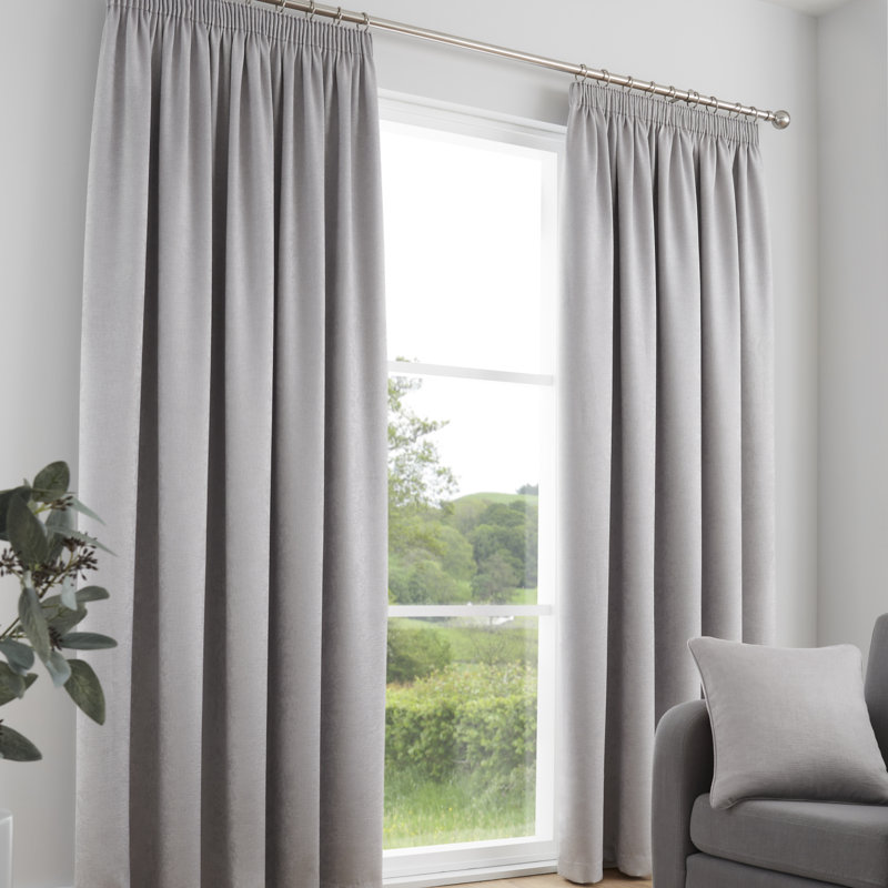 Galaxy Room Darkening Curtain Pair, Width 168 x Drop 137 cm, Silver