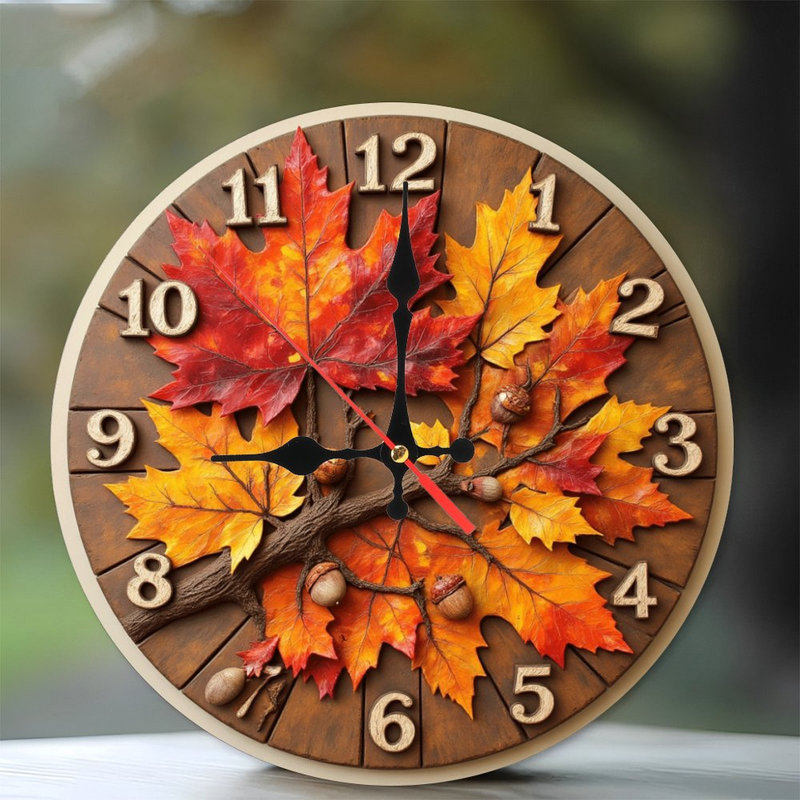 Horloge murale feuilles d'automne
